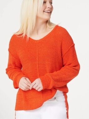 Rachel Hollis Oversized Open Knit Sweater | Orange | XXS (PTP: 25) fit up to M